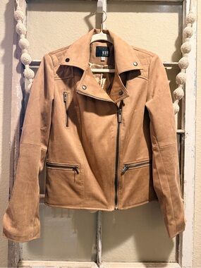 Kut from the Kloth Tan Suede Moto Jacket
